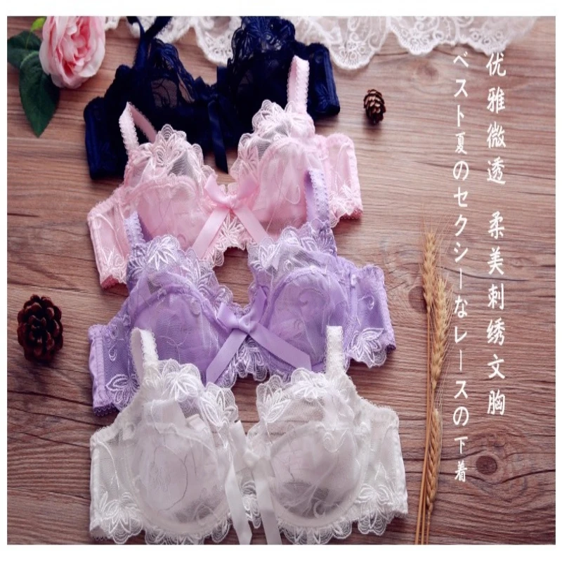 Everyday Sexy Lingerie Set, Ultra Thin European Lace Bra, Transparent Sheer for Large Bust, Comfort Push Up & Gather BANERDANNI