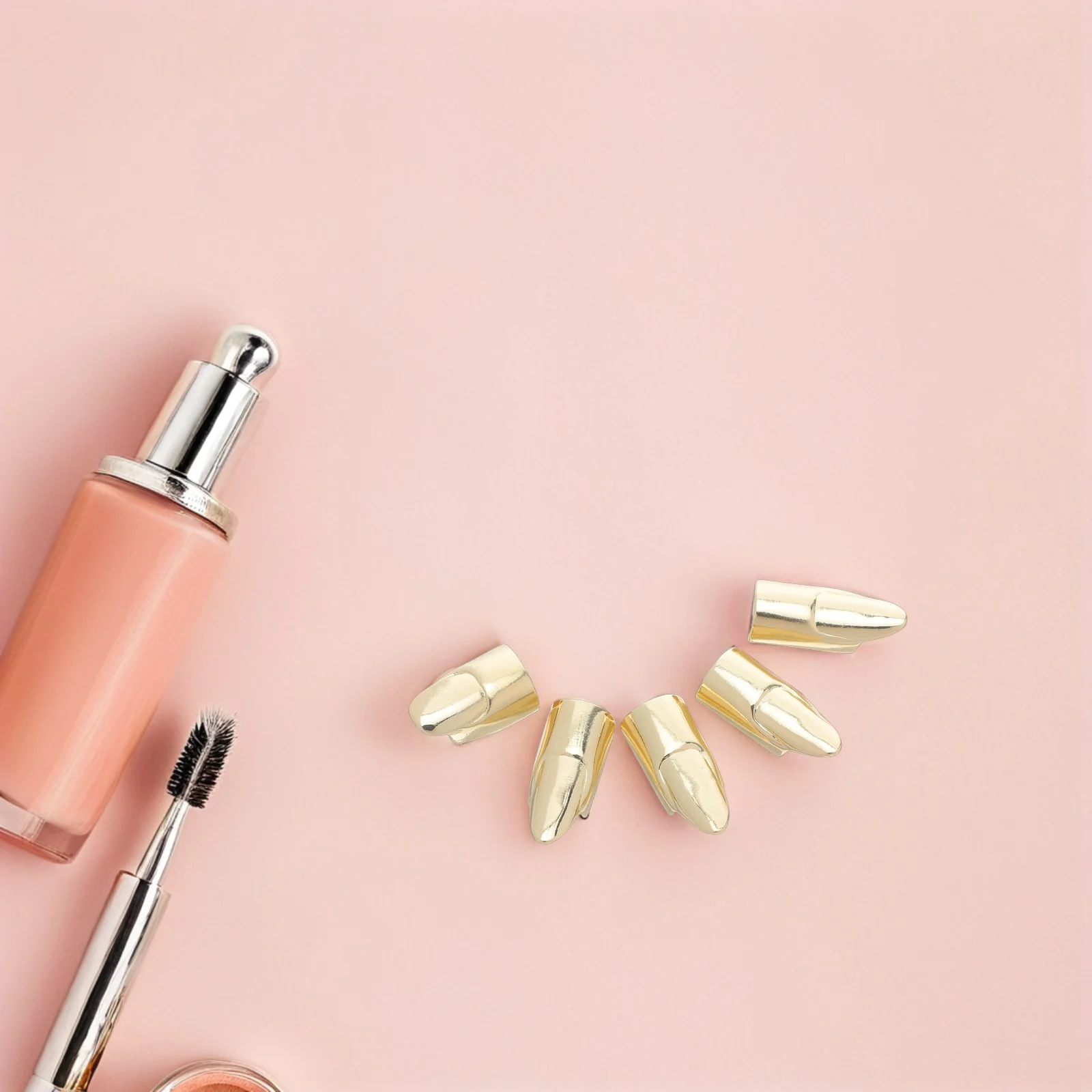 

5Pcs Clip on Nail Rings - Fashionable Metal Fingernail Protectors - Punk Rock Style Tip Rings - Women's Unique Party Accessories