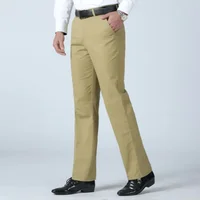Pantalones de traje finos de verano para hombre, pantalones elásticos clásicos de moda de negocios de algodón 100% gruesos informales de otoño, ropa de marca masculina RIYBEO