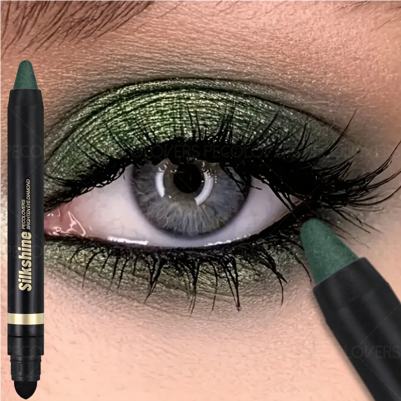 Smudge-Proof Metallic Eyeshadow Stick - Pearlescent Shimmer, Quick Makeup, Holiday Look