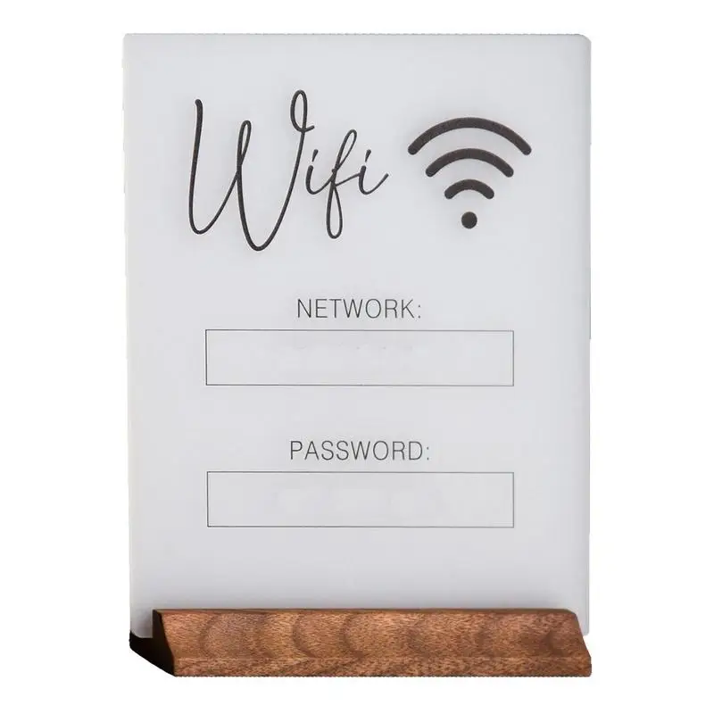 Acrylic Mirror WiFi Sign Sticker For Public Places House Shops Handwriting Account And Password Wifi Notice Board Signs