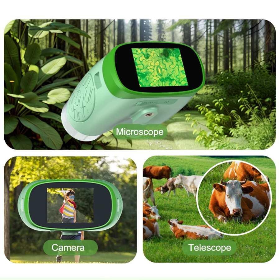 Fotocamera per bambini scattare foto Video esperimenti scientifici microscopio giocattoli binocolo portatile fotocamera Video regali di compleanno vacanze