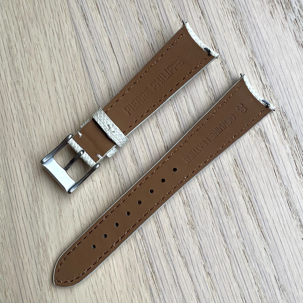 PIERRE PHILIPPE A pulseira de couro genuíno Palmprint é macia e respirável, com interface em forma de arco adequada para pulseira de 20 mm