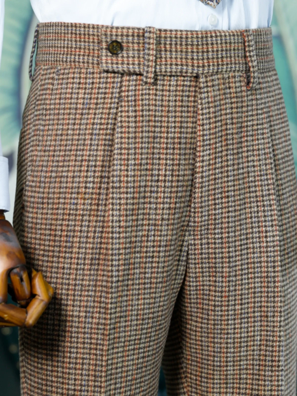 

Мужские брюки из твида с высокой талией, приталенные, повседневные, длинные, в деловом стиле, цвет кофе, из полиэфирного волокна