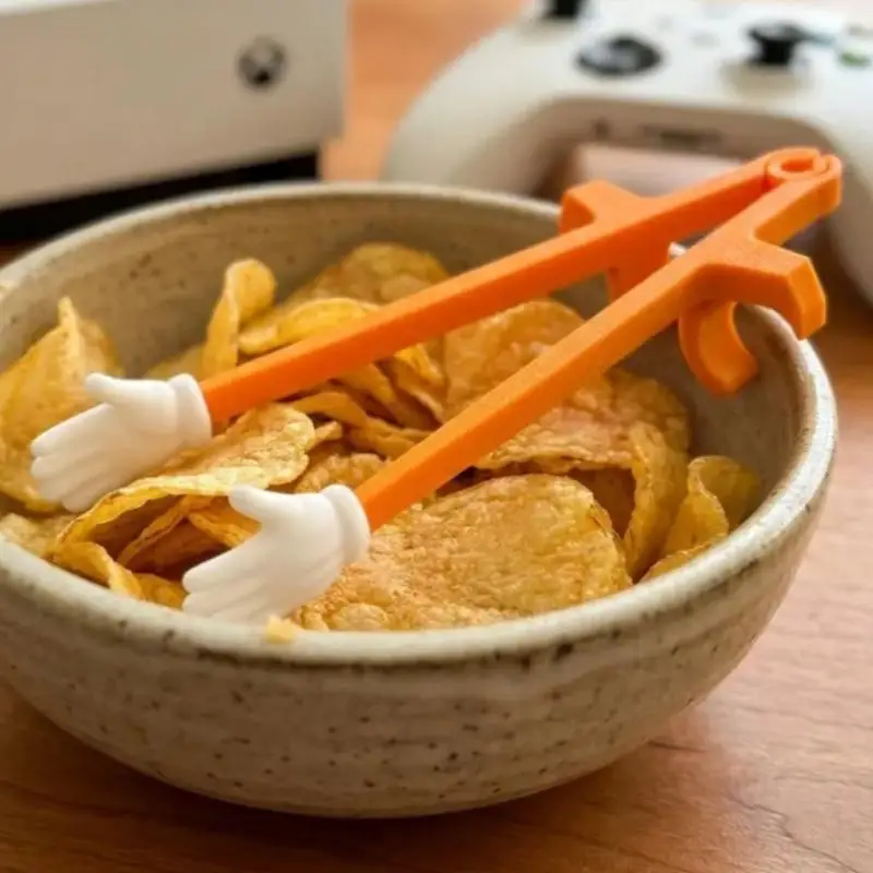 Mini Finger Snack Chopsticks Game Controller Shaped Plastic Training Sticks For Gamers Eating While Gaming No Dirty Hands