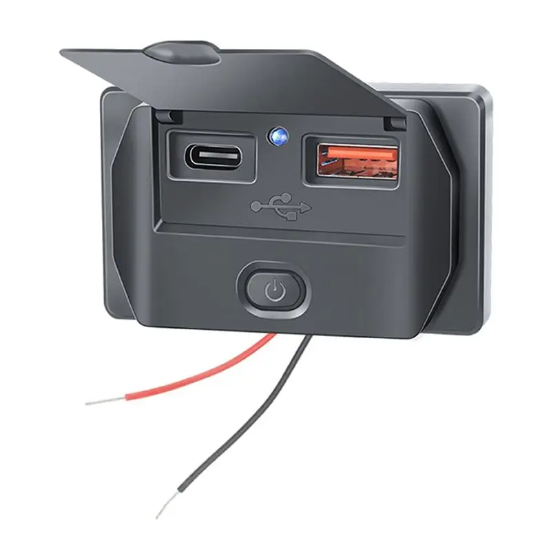 Quick Charge PD Type-C + USB Ports Car Bus Socket Adapter USB Power With Switch For Marine Motorcycle-A97E - view 6