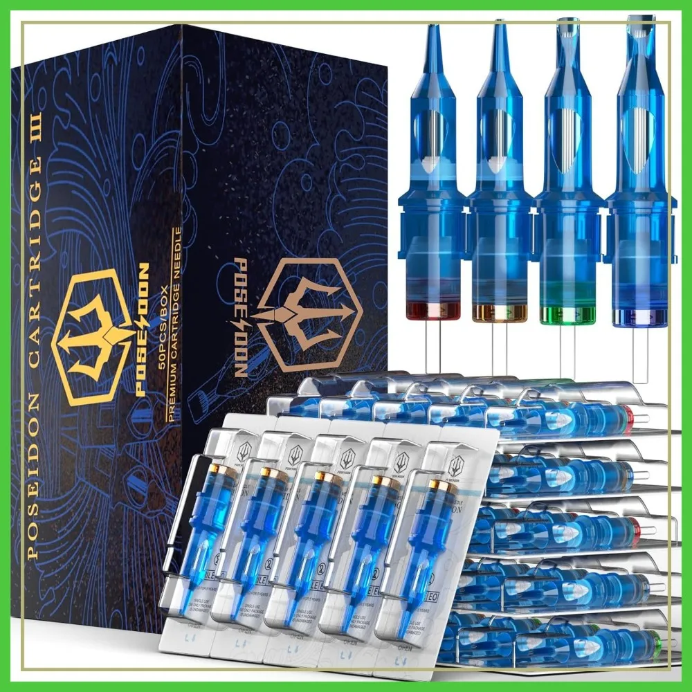 

Poseidon V3 Tattoo Cartridge Needles 50PCS Mixed Size Sterile with Membrane Safety
