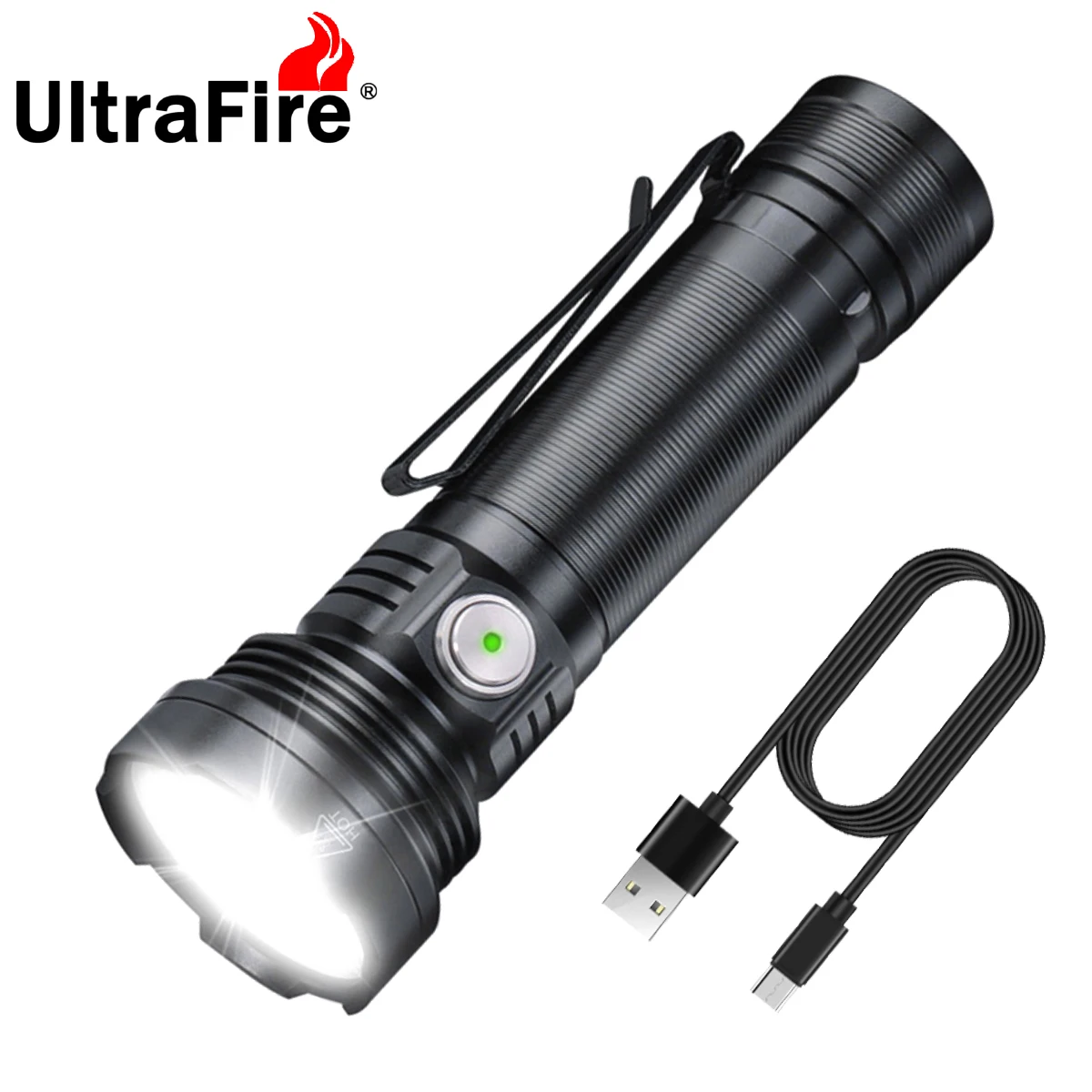 

UltraFire ET28 Tactical 21700 Flashlight 3000LM Powerful LED Light USB Type-C Rechargeable Torch with Magnetic Power Indicator