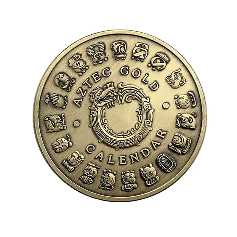 Calendario maya azteca, moneda de desafío, habilidad para los dedos, dispositivos EDC, juguetes antiestrés para TDAH y ansiedad, regalos antiguos