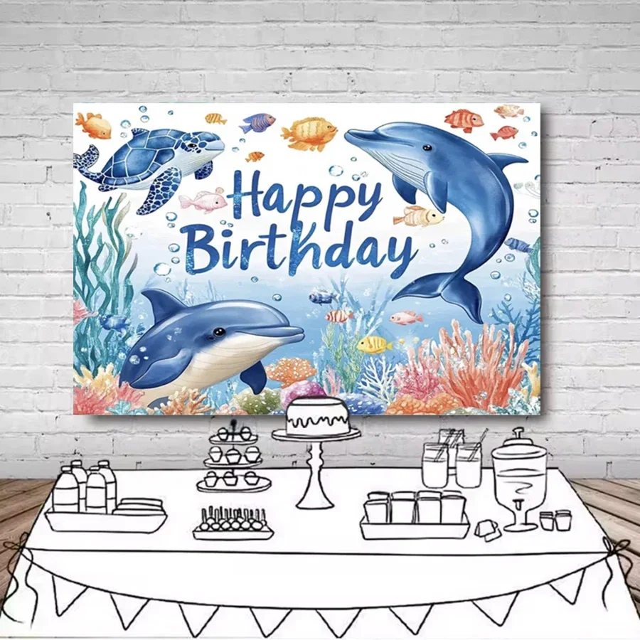 Marine Life Exploration Ocean Theme Series Birthday Party Decoration Background Cloth Underwater Banner Photography Studio Props