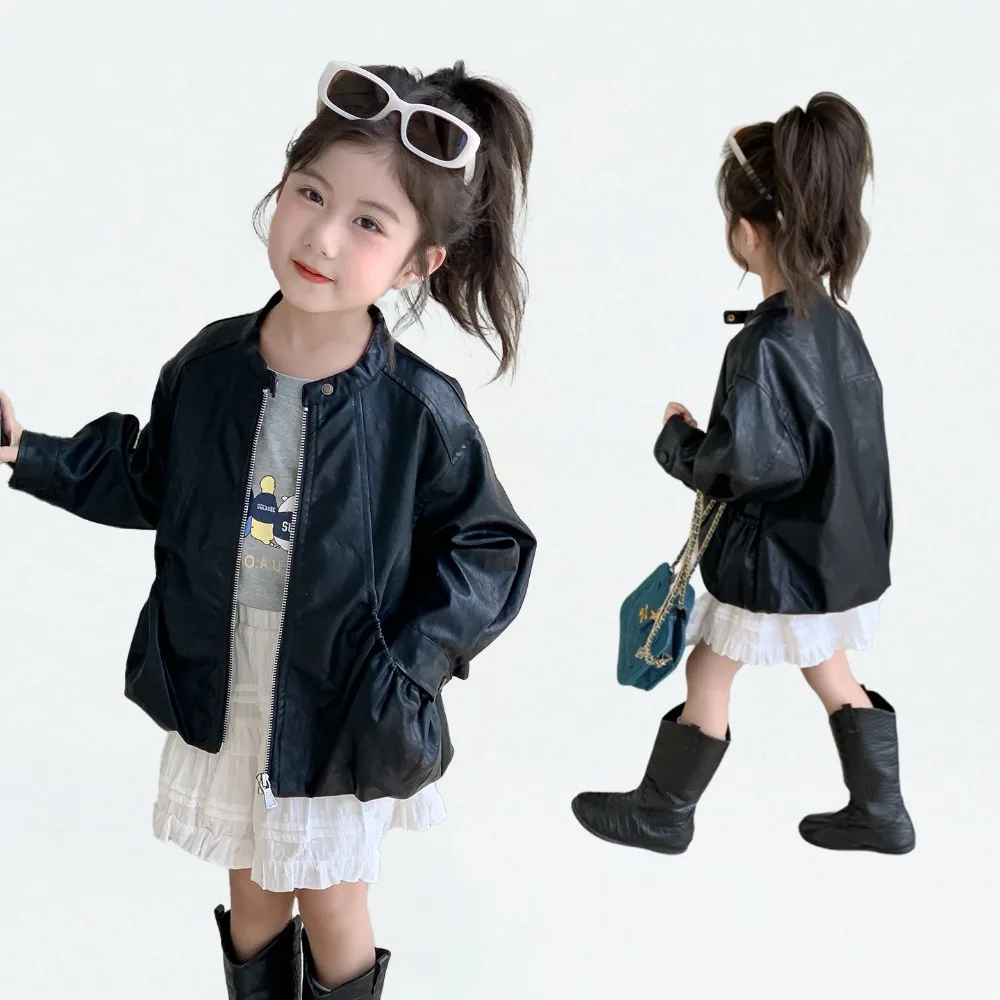 2026 New Korean Style Autumn Winter Girls Cardigan Cloak Kids Hooded Sweater Cartoon Cat Pattern for 90-140cm