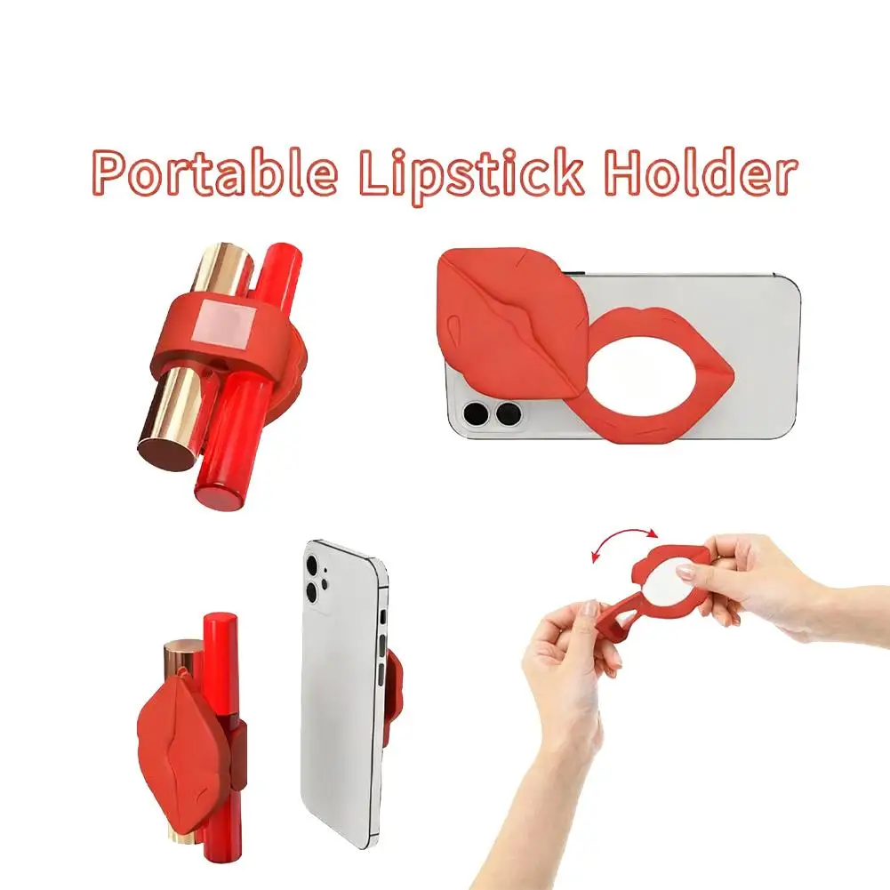 الهاتف المحمول أحمر الشفاه الوقوف مع مرآة ماكياج الشفاه تصميم على شكل الهاتف أحمر الشفاه حامل ملحق مستحضرات التجميل وظيفة عقد M9I7