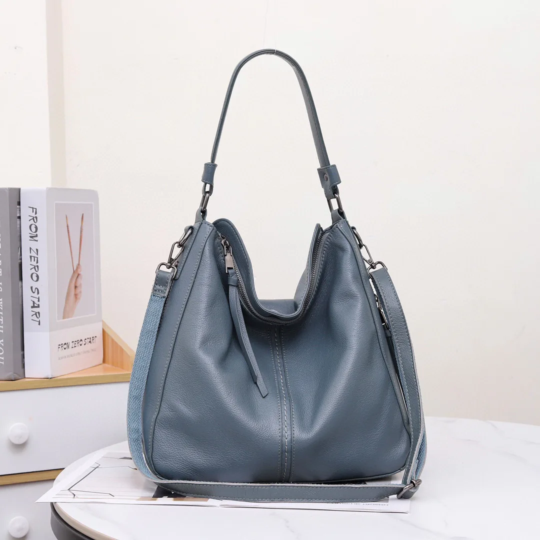 Genuine Grade Cow Leather Women's Shoulder Crossbody Large Bag Luxury Designer Brand Ladies Fashion Handbag for Woman Tote New