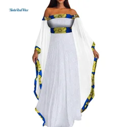 Bazin Riche White Lace Long Dress Women African Clothing Party Vestidos Dashiki African Patchwork Dresses for Women WY3493