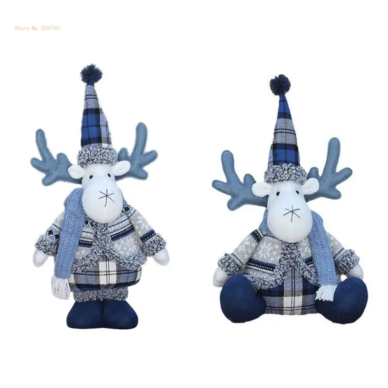 

Christmas Fabric Dolls Blue Bear Series Christmas Ornament Santa Deer for Kids Gift New Year Festival Decor Dropship