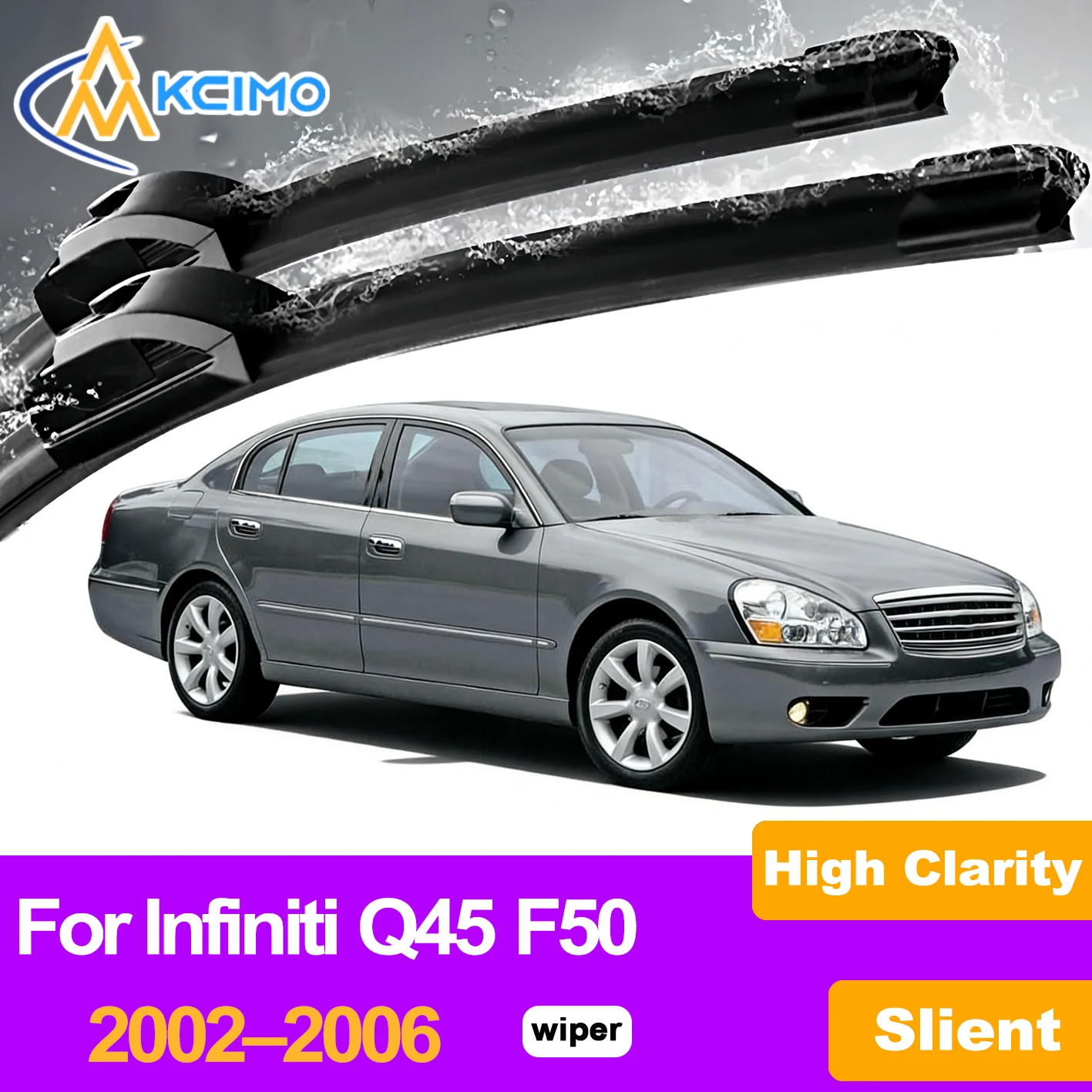 

KCIMO 2PCS Front Windshield Wiper Blades For Infiniti Q45 F50 2002–2006, Rubber Material Streak-Free Quiet Long-Lasting Duty