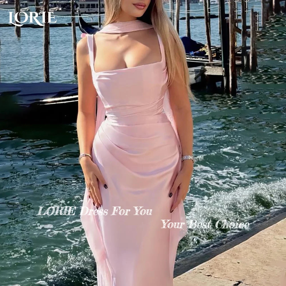 LORIE السباغيتي الأشرطة حورية البحر مساء اللباس تول الخامس الرقبة الطيات مثير ألف خط كشكش فستان الحفلة الراقصة مخصص شق العروس حزب ثوب