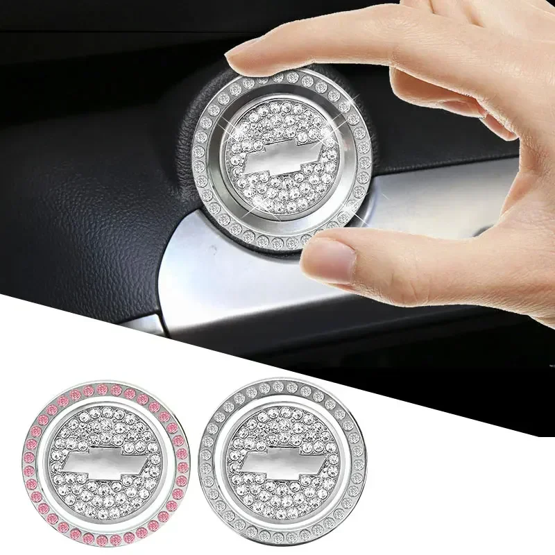 

One-Click Start Decoration Cover Diamond Stickers Accessories for Chevrolet Spark Sonic Camaro Volt Bolt Trax Malibu Cruze 2 3 4