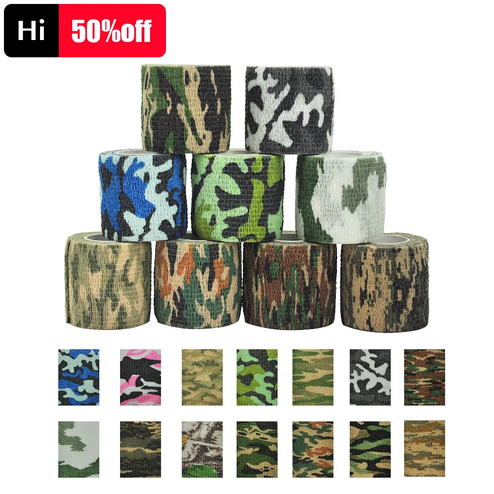 Camuflagem Elastic Wrap Tape, fita do exército, impermeável, durável, auto-adesivo, atadura elástica, caça ao ar livre