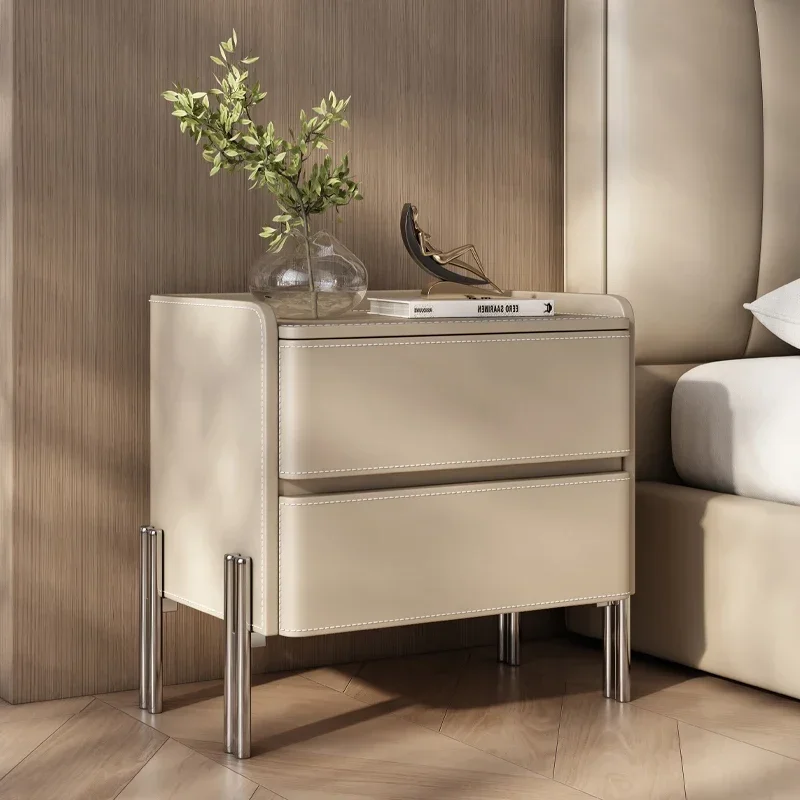 Simple modern light luxury all-solid wood bedside table A minimalist master bedroom household suspended bedside table