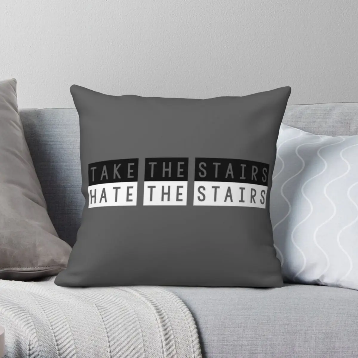 Take The Stairs Square Pillowcase Polyester Linen Velvet Printed Zip Decor Car Cushion Cover