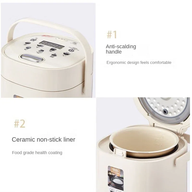 Electric Rice Cooker with Non-stick Pot Bottom Multi-function Soup Pot Intelligent Timing Appointment 1.2L 220V
