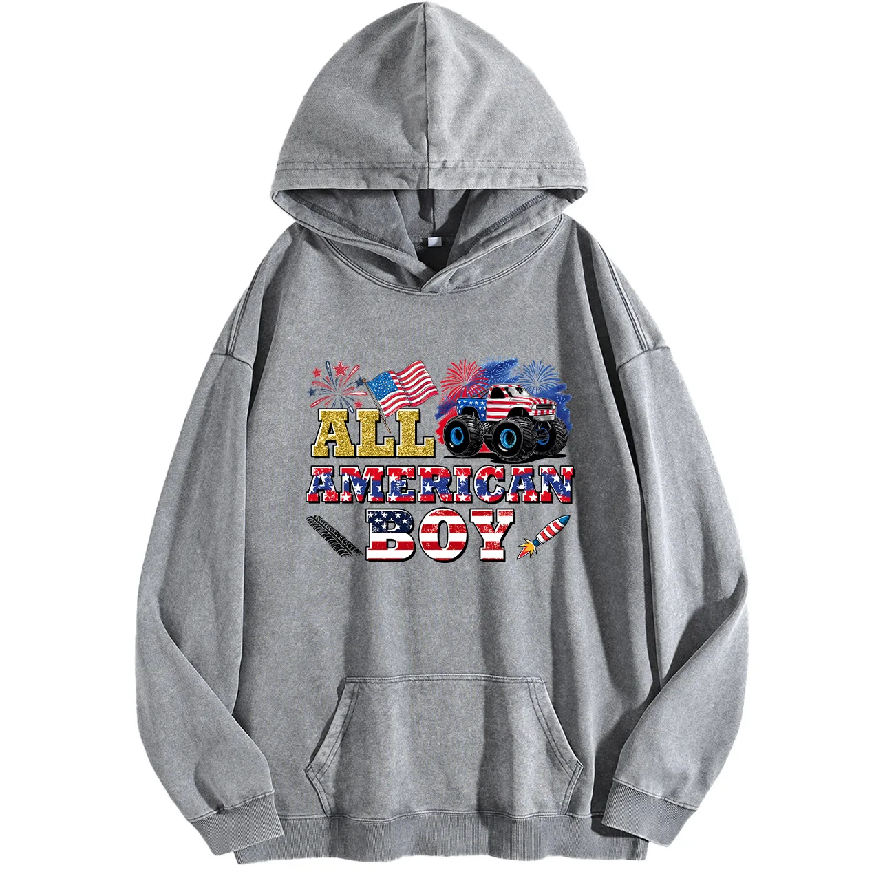 سترة بقلنسوة برسومات مغسولة كلاسيكية للرجال من National Flag and Car، بلوفر ريترو متعثر، سويت شيرت كاجوال ملابس الشارع