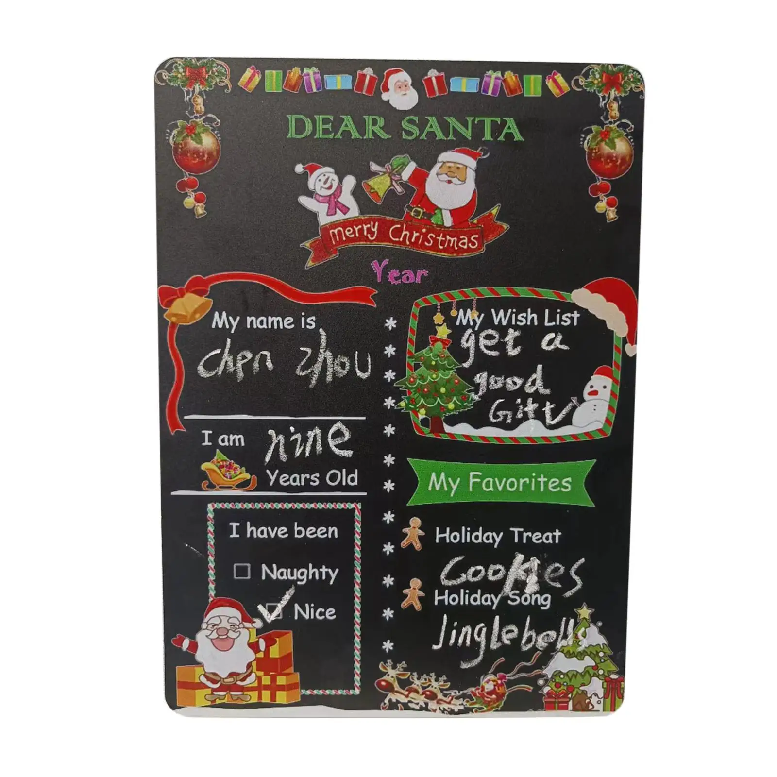 Advent Calendar Decoration Scene Layout Props Wood Gift Chalkboard Wish List for Dorm Living Room Bedroom Countertop