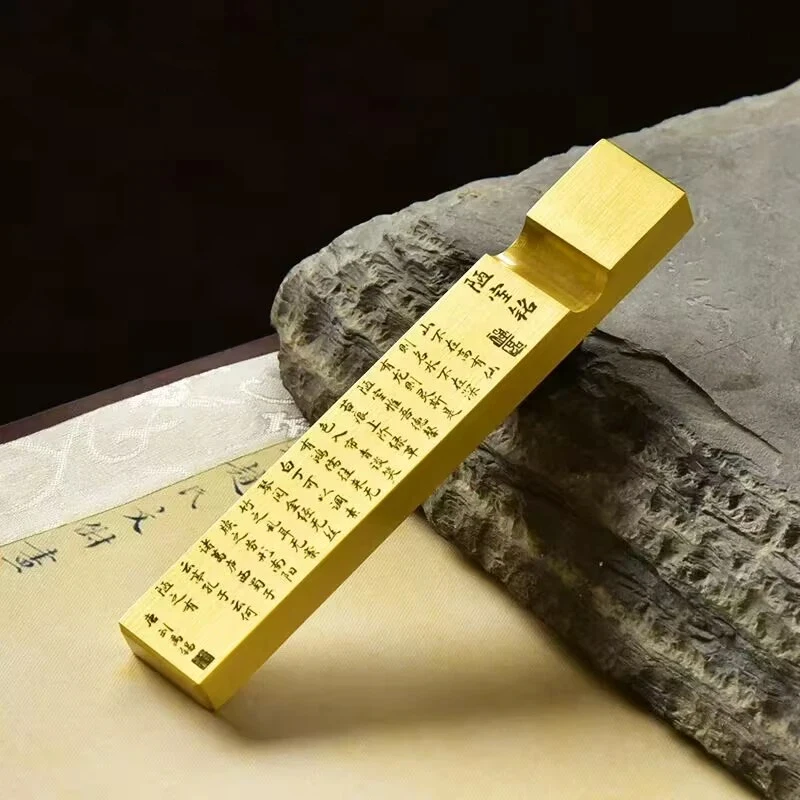 Chinese Calligraphy Paperweight Brass Creative Multi-functional Writing Brush Holder Calligraphy Paper Pressing Study Ornament