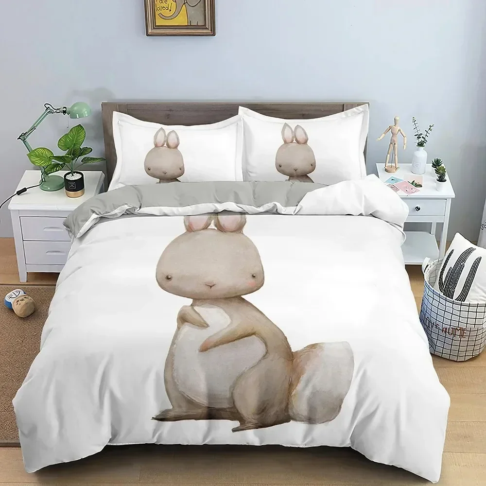 Luxury New 3D Print Cartoon Rabbit Bedding Set Boys Twin Queen Size Duvet Cover Pillowcase Bed Adult Fashion Home Textileextile