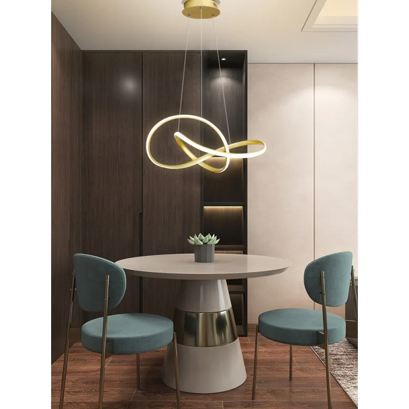 

Juhuida LED Golden Curve Pendant Light Modern Simple Living Room Dining Chandelier Personality Creative Nordic Lamps Lighting