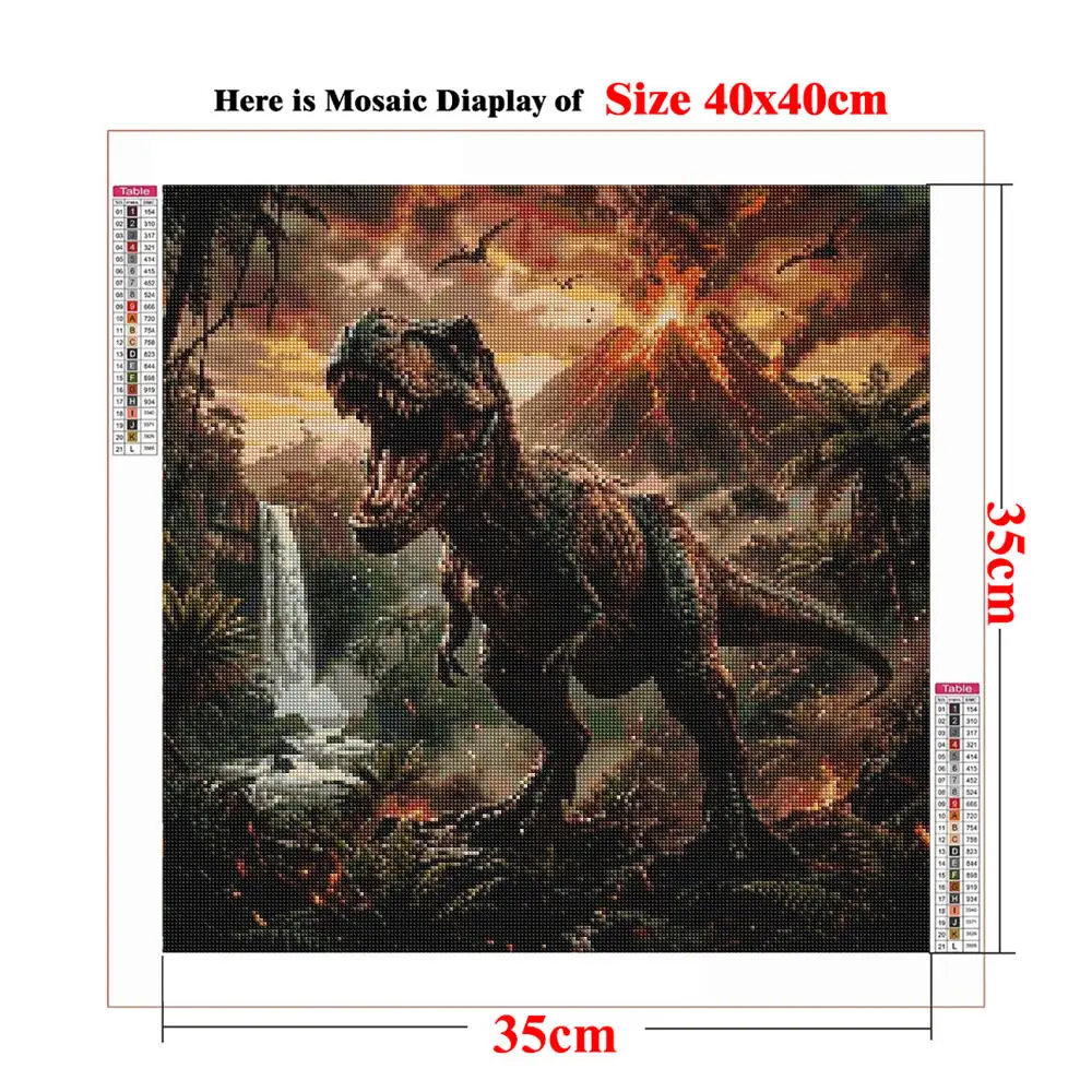 Diamond Painting Kit Ancient Dinosaur Volcano Eruption Full Drill Triceratops Raptor Paint with Diamonds Craft Boy Birthday Gift