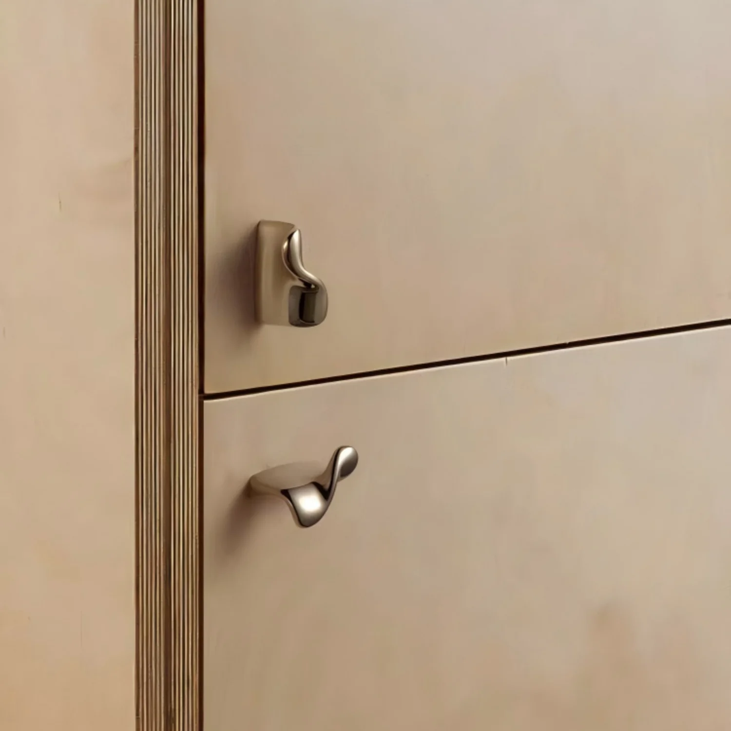 Luxury Titanium Silver Drawer Pulls Irregular Curved Dresser Knobs Pulls Solid Brass Cabinet Handles Kitchen Hardware LBFEEL