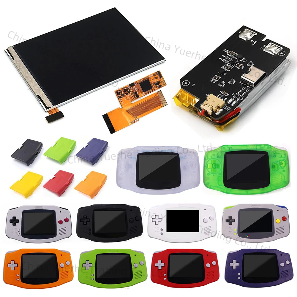 

2023 Newest Hispeedido GBA V2 IPS LCD Backlight KIT With 1800mAh Lithium Battery Backlit For GameBoy Adavance with UV Shell