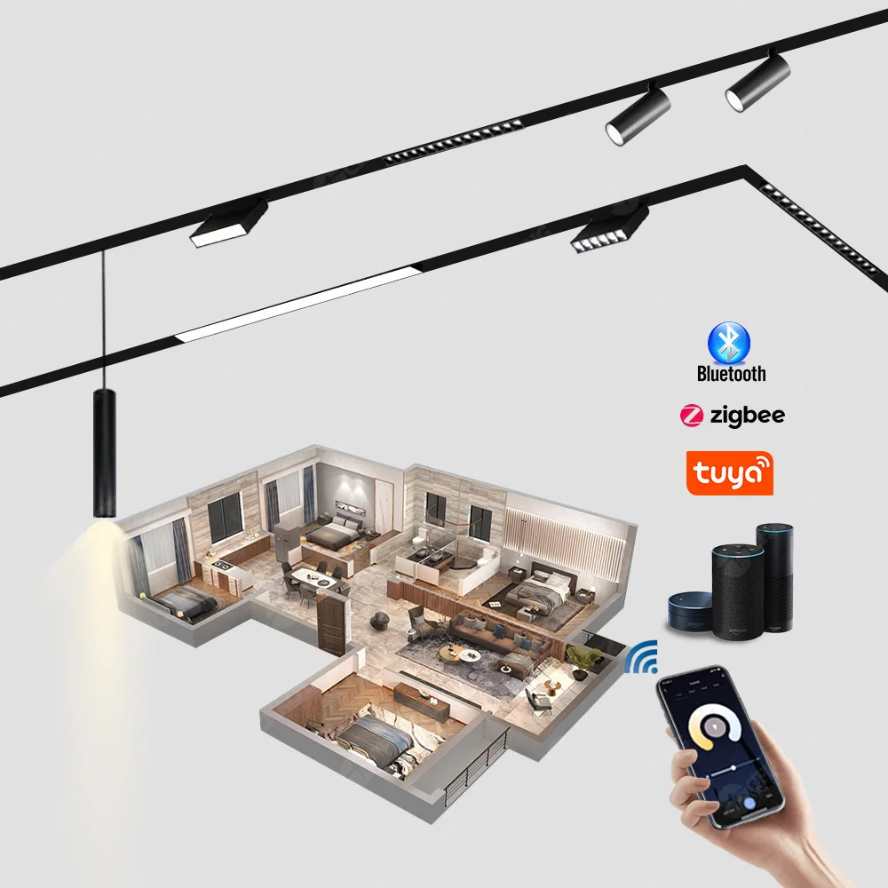 Foldable Track Grille Light 48v Magnetic Ball Pendant Spot Light Round Focus Rail Lighting System Smart Magnet Wall Washer Lamps