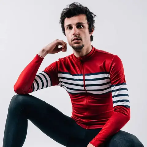 Cafe Du Cycliste 사이클링 저지 겨울 남성용 열 양털 긴 소매 따뜻한 저지 Chaqueta Ciclismo Maillot Hombre Bicicletta