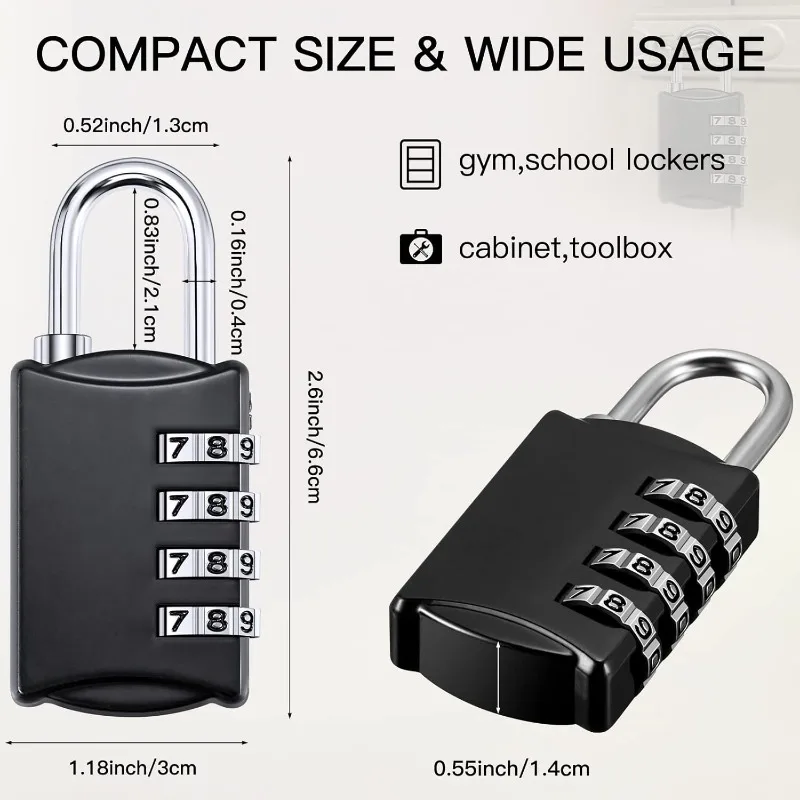 4 Digit Combination Lock Luggage Number Outdoor Waterproof Padlock for Door Locker Suitcases Employee Hasp Storage(20 Pcs)