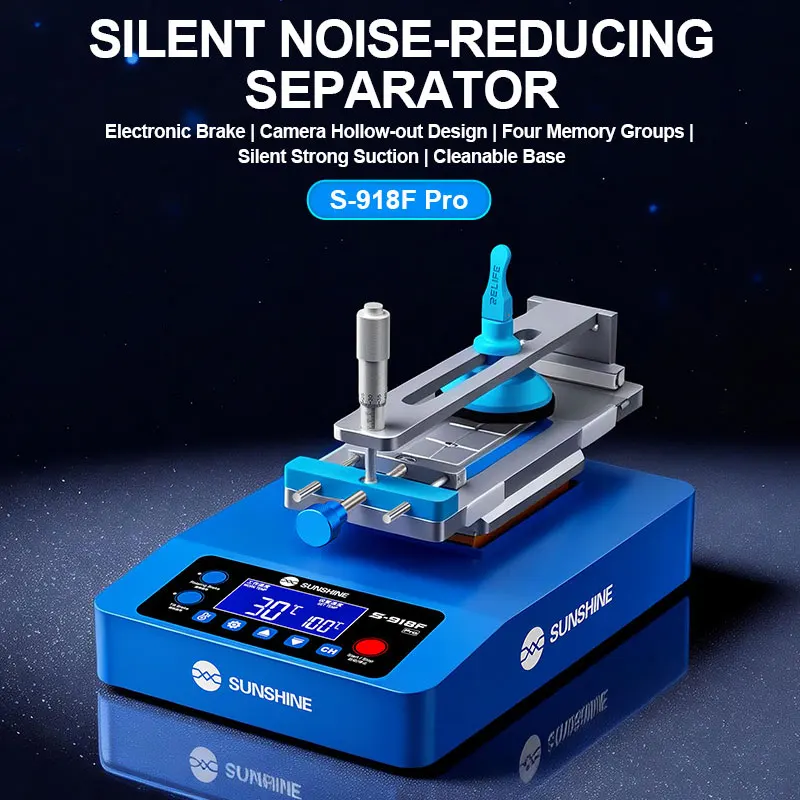 SUNSHINE S-918F Pro LCD Heating Separator Station Silent Vacuum Pump Cleanable Base Phone Screen Repair Machine