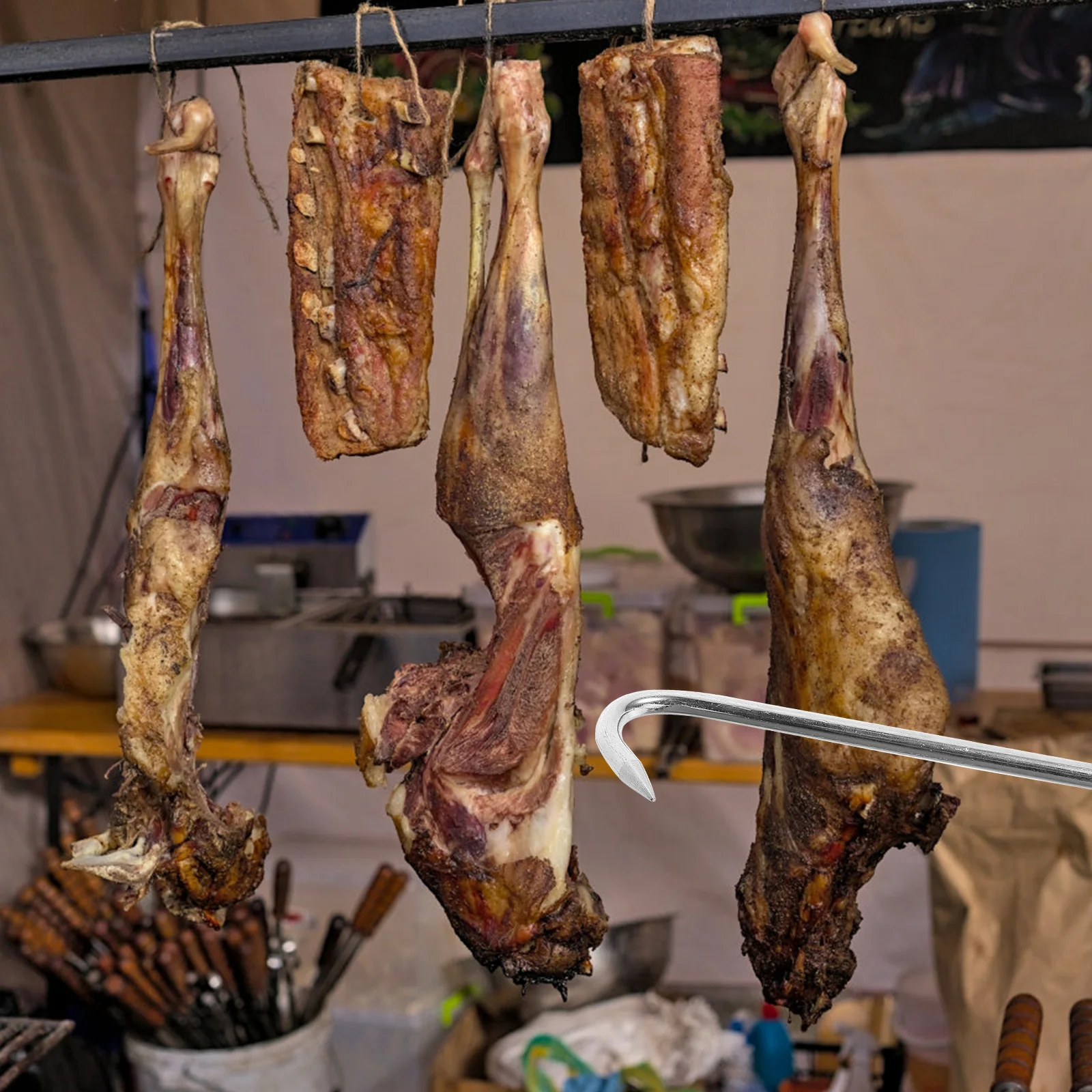 

Stainless Steel T Handle Meat Hook Durable Ergonomic Design for Grilling Butchering Lifting Hanging Meat Processing Tool