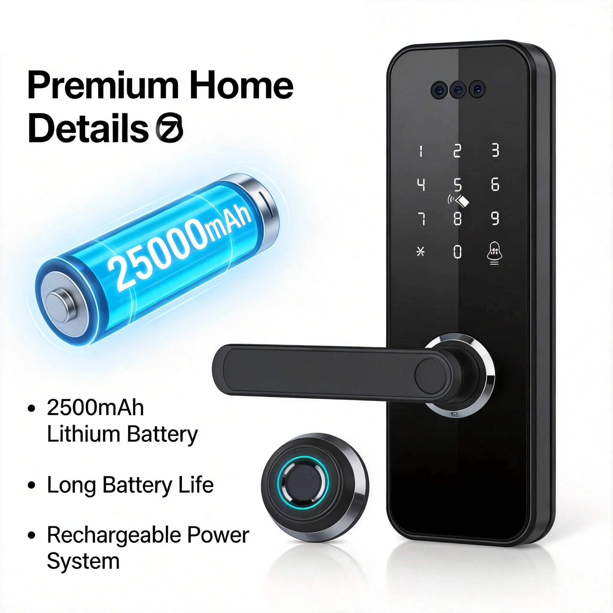 Durable  House Smart Lock Combination Control Keyless Entry Matter Protocol Anti Lock 210*68mm Panel Home Apartment Use