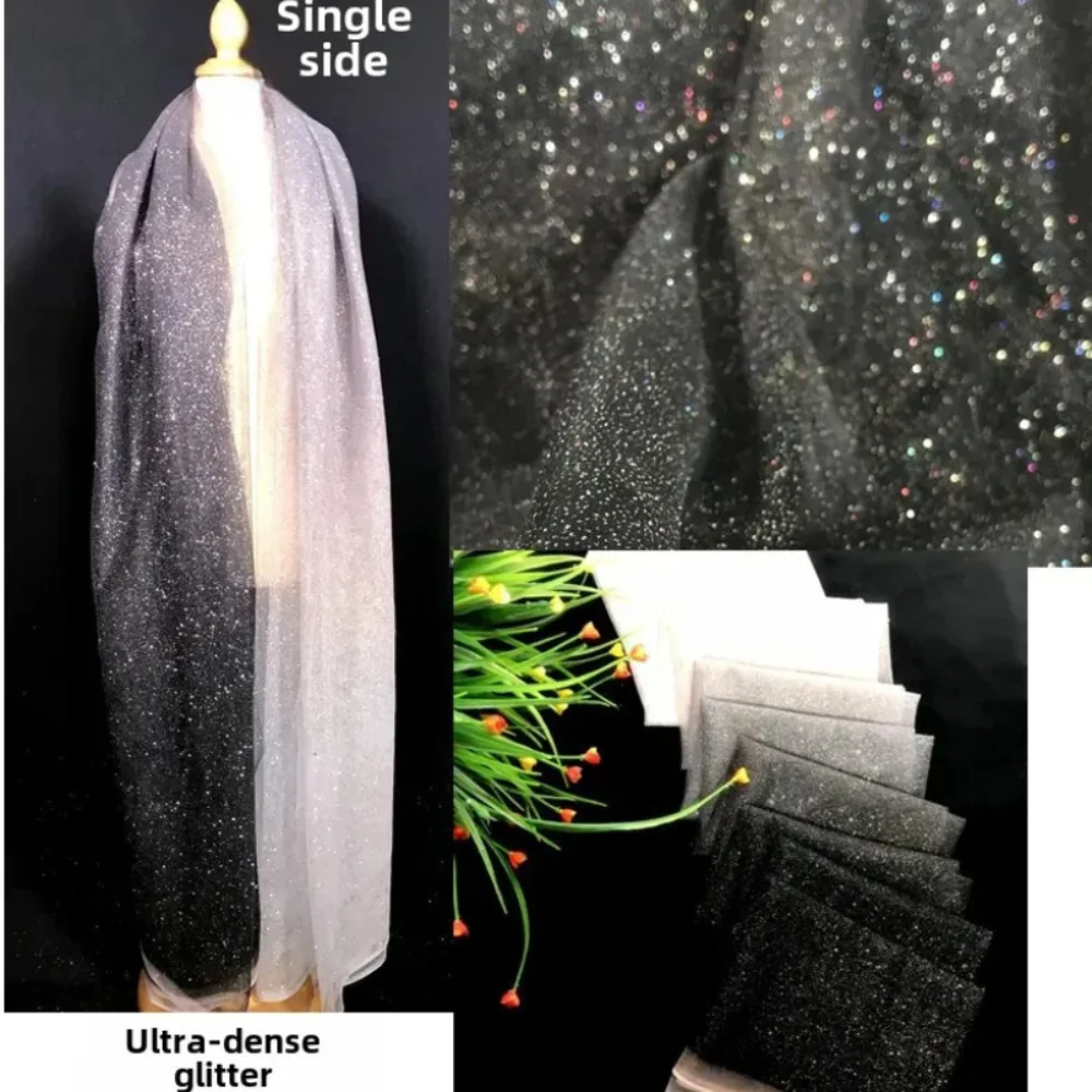 

Ткань с градиентным звездным небом и розовым блеском, оптовая продажа для дизайнеров одежды, материал для шитья, метровая ткань для рукоделия