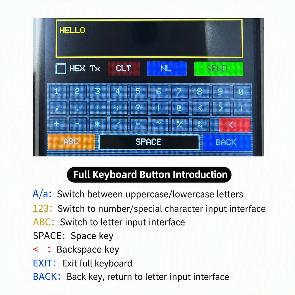 Handgehaltener serieller Debugger mit STM32-Tool, tragbare Datenübertragung RS485 RS232 TTL, 2,8-Zoll-TFT-Touchscreen für Elektronik – Detail 16