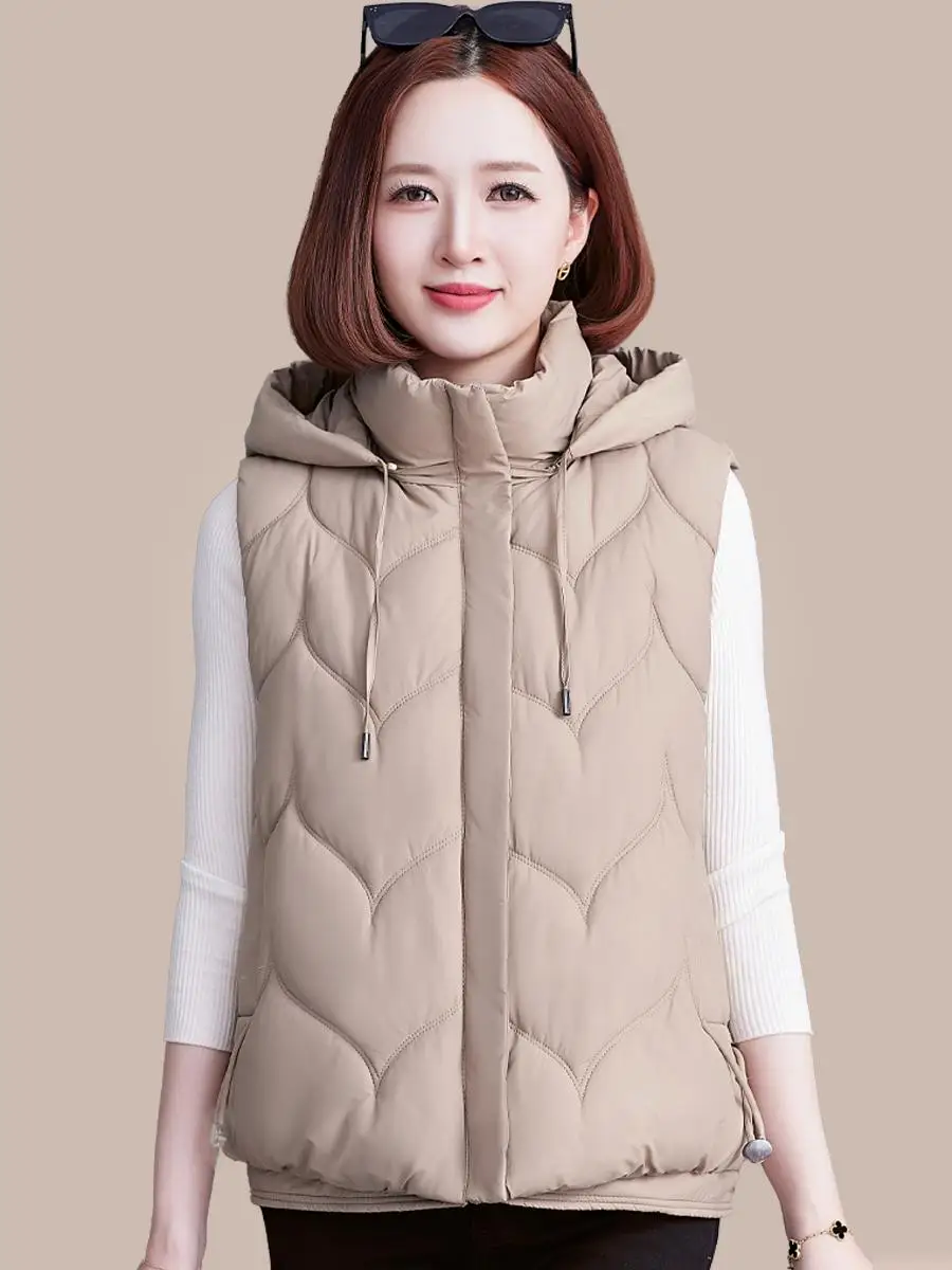 

Women's Quilted Cotton Vest Thi Warm ort Sle Winter Faion Outerwear Zipper Closure ket Detail Commute Sle