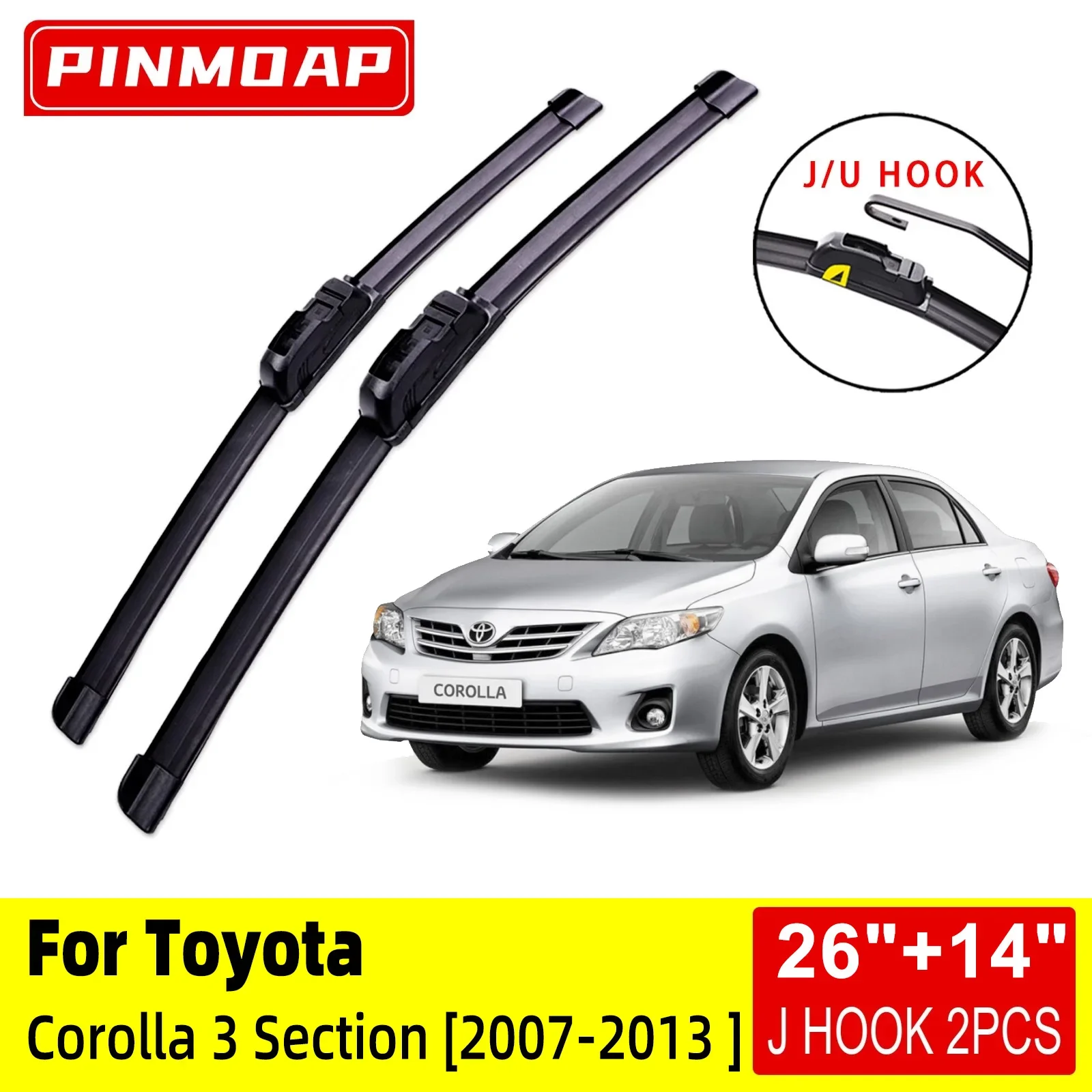 For Toyota Corolla 2005 Front Wiper Blades Brushes Cutter Accessories U J Hook