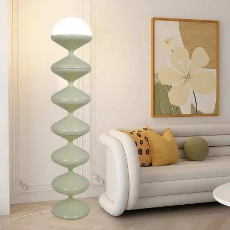 Imagem -06 - Scandinavian Vintage Post Led Floor Lamps Macaroon Standing Lamp Home Decor Sala de Estar Sofá Side Bedroom Bedside Lights