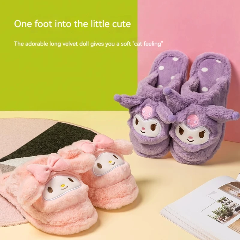 Miniso Sanrio Kulomi Yugui perro Merlotte Pacha perro lindas zapatillas de algodón cómodas mujeres invierno hogar zapatos de algodón para interiores