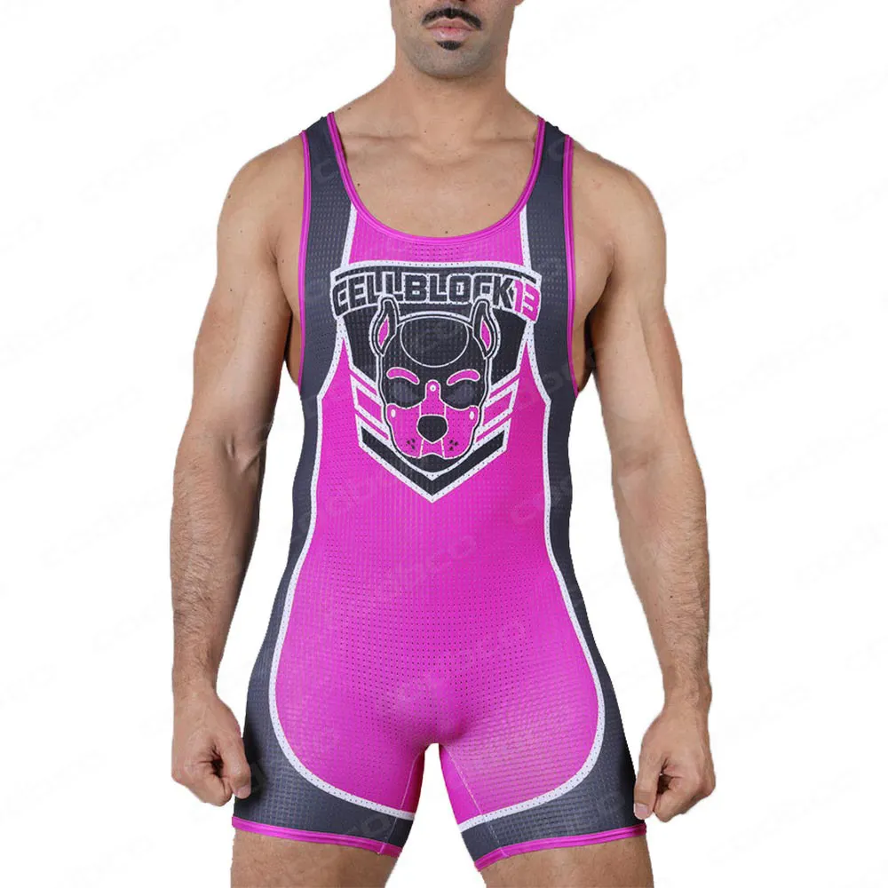 2024 Wrestling Singlet Bodysuit Men's Leotard Outfit Underwear Gym Breathable Sports Sleeveless Triathlon Powerlifting Skinsuit