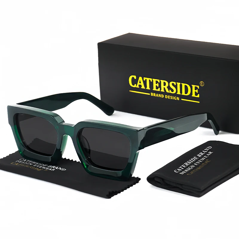 CATERSIDE Retro Polarisierte Quadratische Sonnenbrille Herren Hochwertiger Acetat-Rahmen Damen Sonnenbrillen Fahren Sport Oculos De Sol UV400