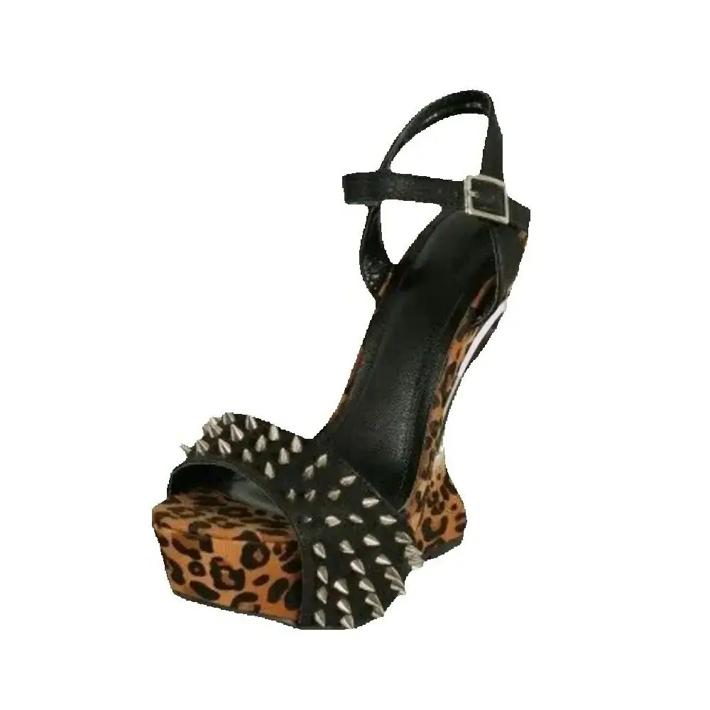 Czarne Botki z Nitami w Nietypowym Stylu na Platformie, Patchworkowe, z Okrągłym Noskiem, Buty na Obcasie dla Kobiet, Buty 2025 Zapatos Para Mujere