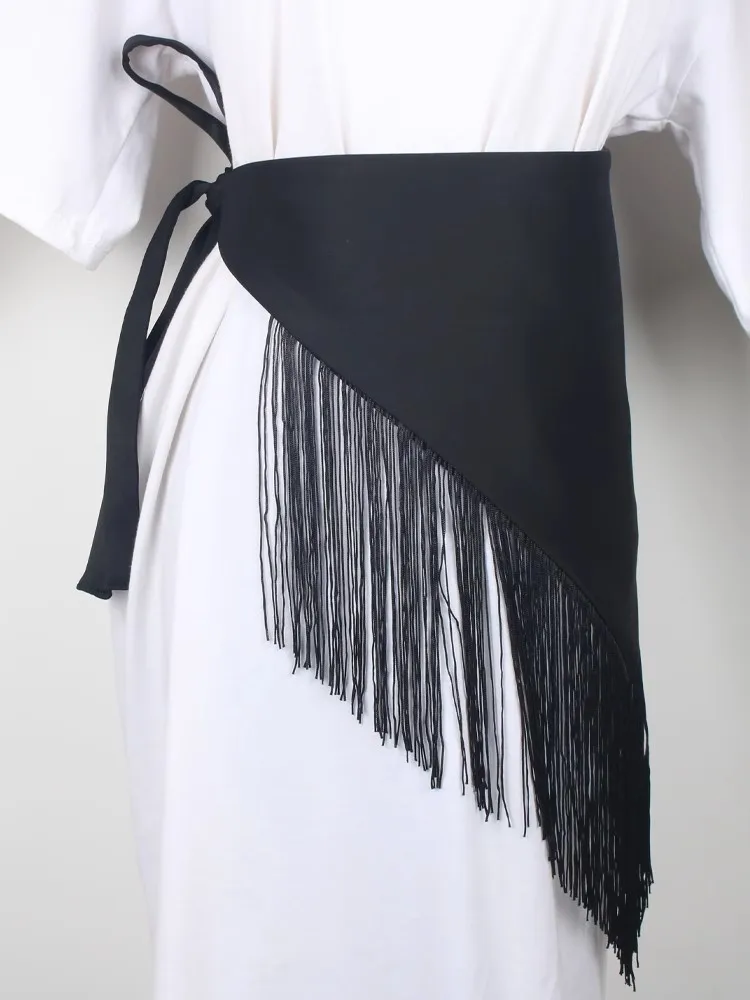 Cravatta frontale nera Triangolo Fascia da smoking Fasciatura da donna Papillon Cinture con nappe per abito da donna Cravatta con corsetto Cintura con fiocco Cintura giapponese
